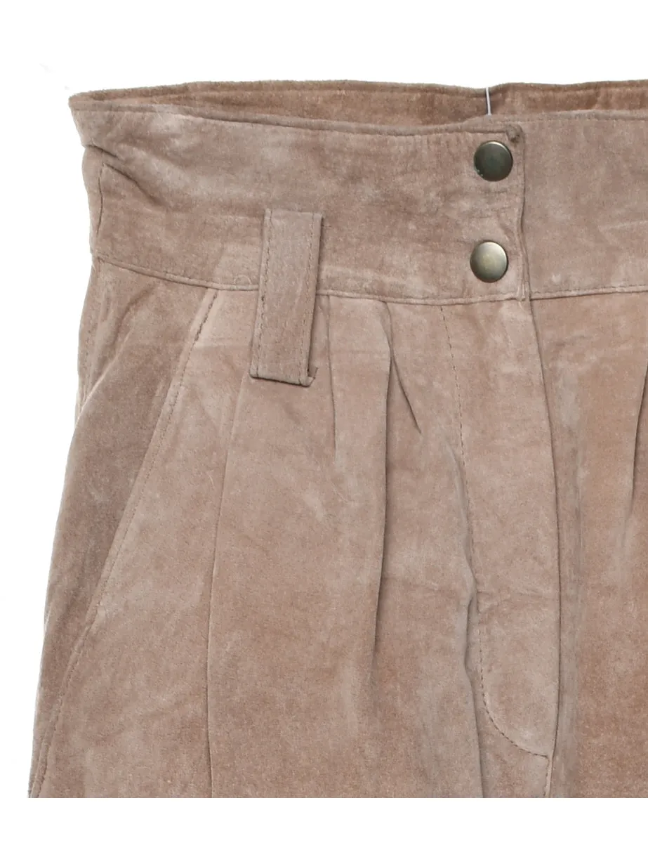 High Waist Tapered Suede Trousers - W26 L29