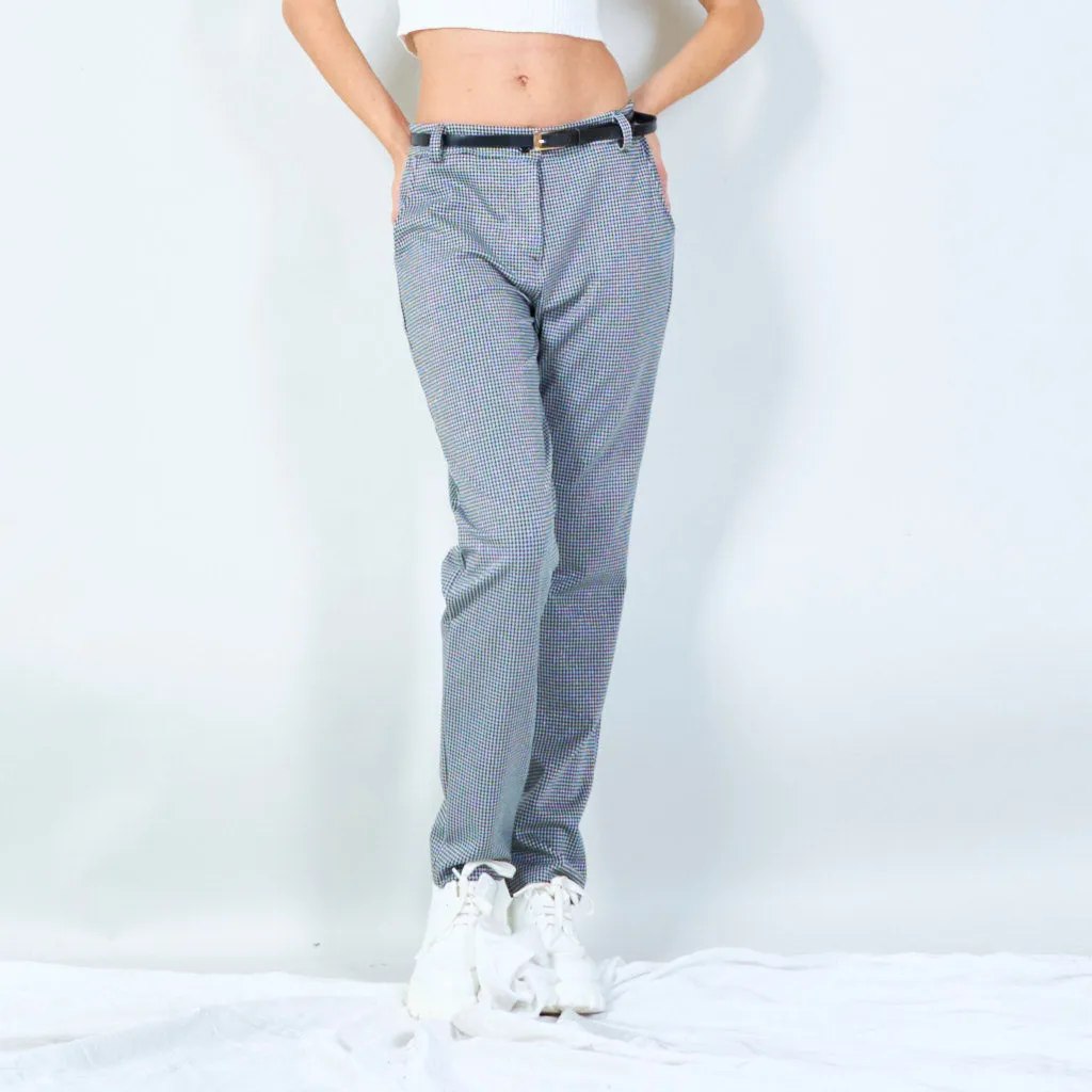 Houndstooth tapered pants with belt wholesale