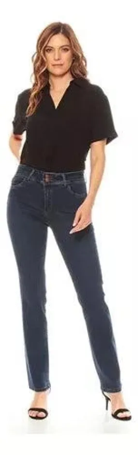 JEANS WADOS STRAIGHT TIRO ALTO PUSH UP