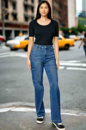 Judy Blue High Waist Wide Leg Cargo Jeans