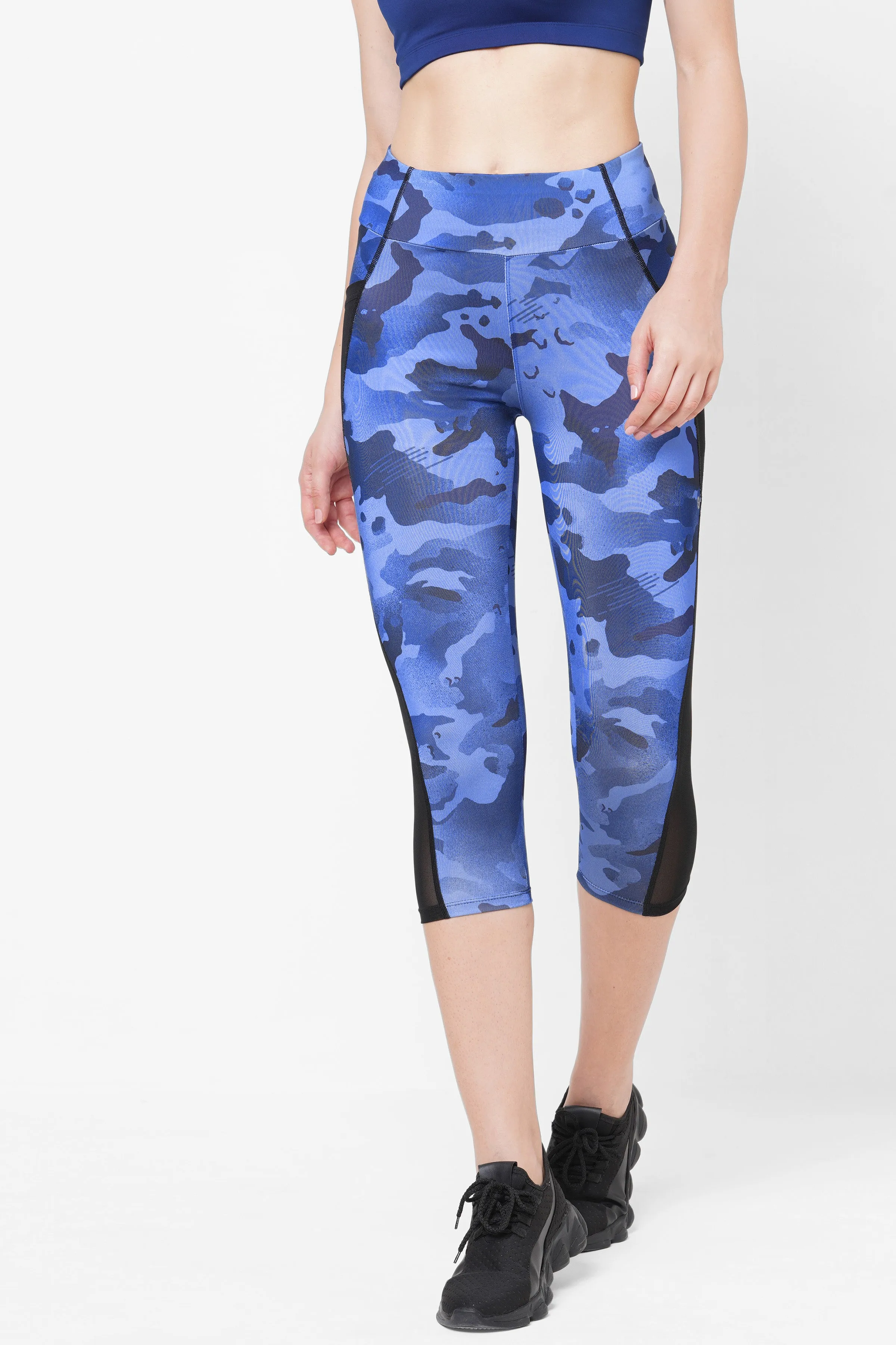 JUST-DRY 3/4 CAMO PRINTED MESH WORKOUT TIGHTS