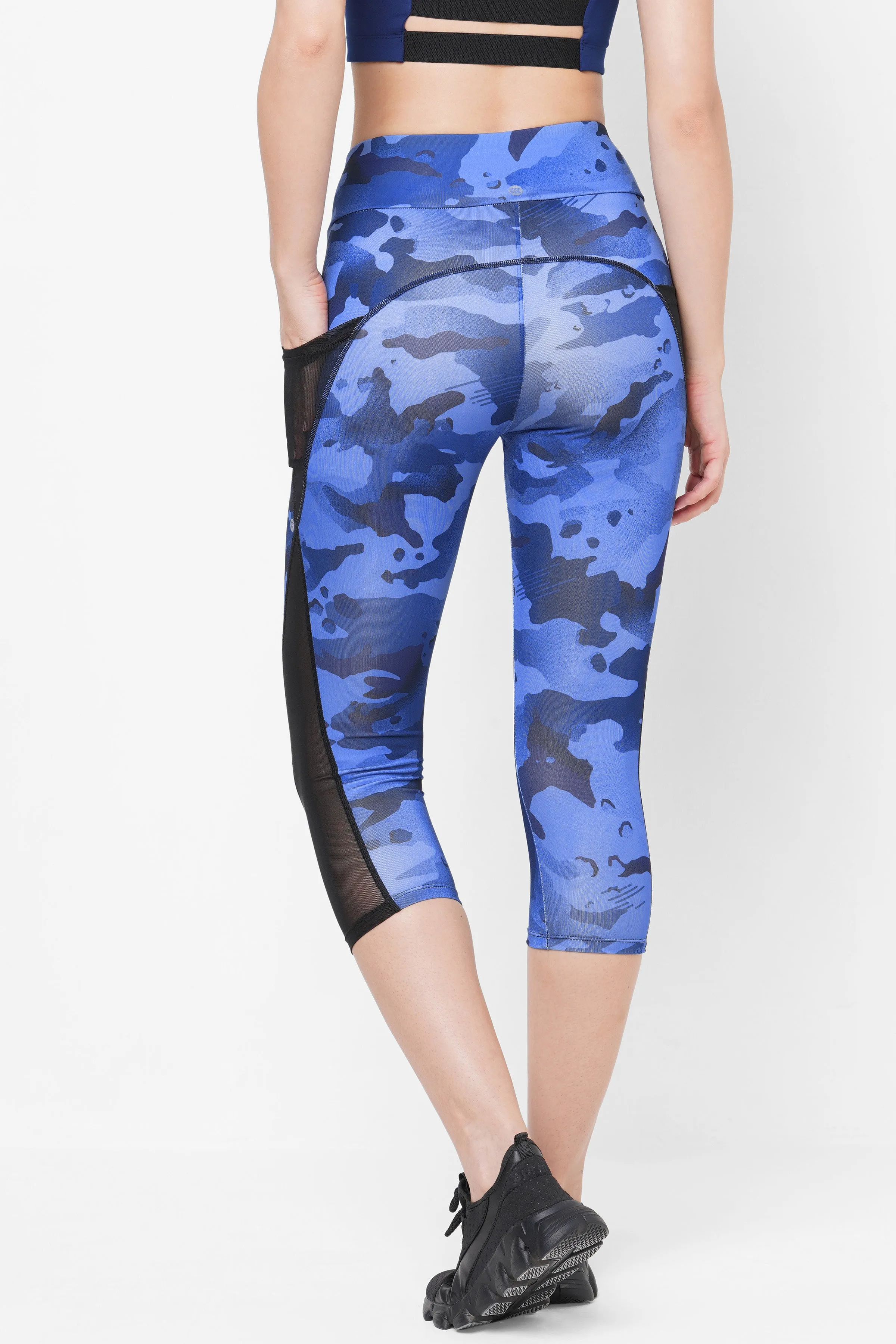 JUST-DRY 3/4 CAMO PRINTED MESH WORKOUT TIGHTS