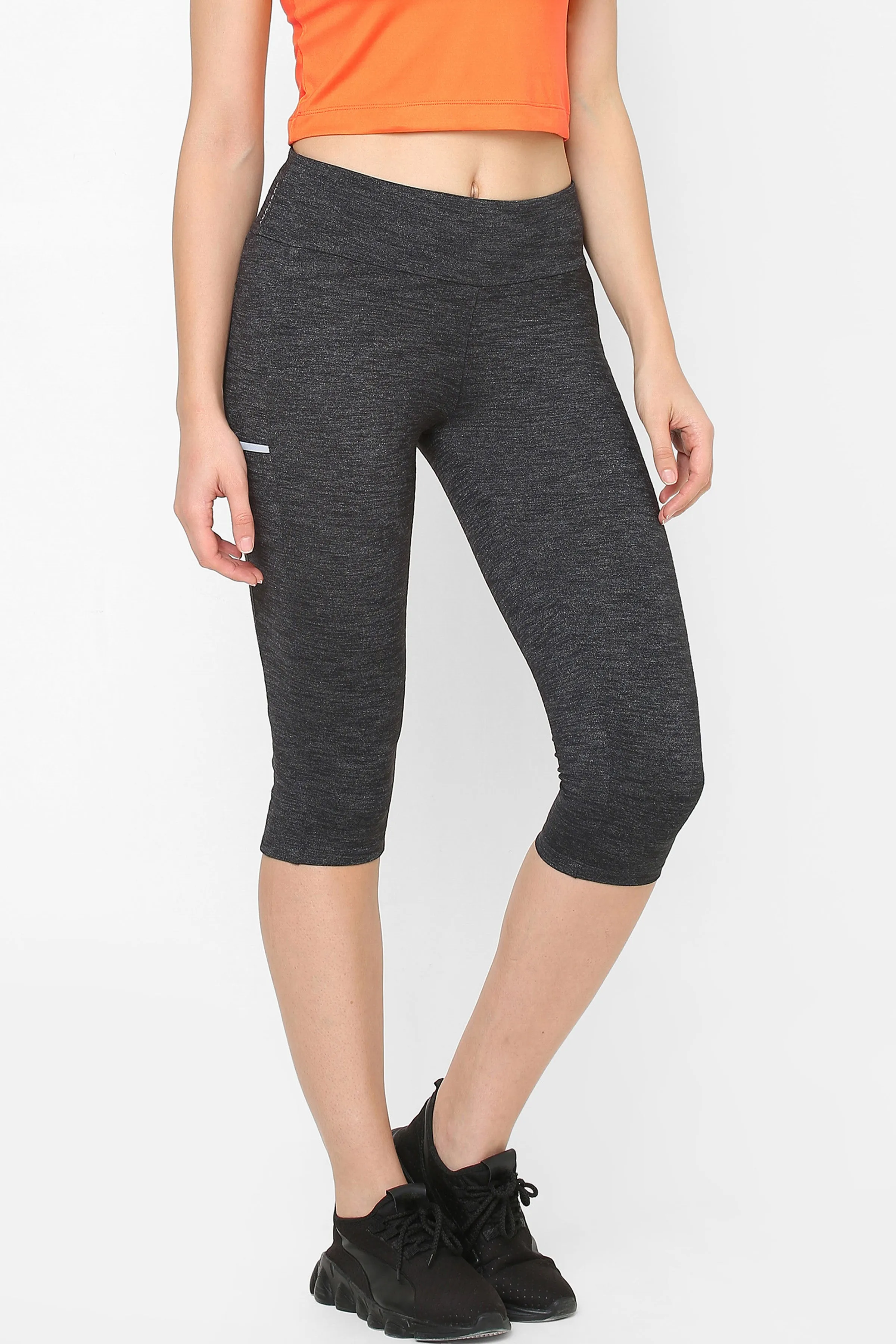 JUST-DRY CHARCOAL MELANGE ACTIVE 3/4 TIGHTS