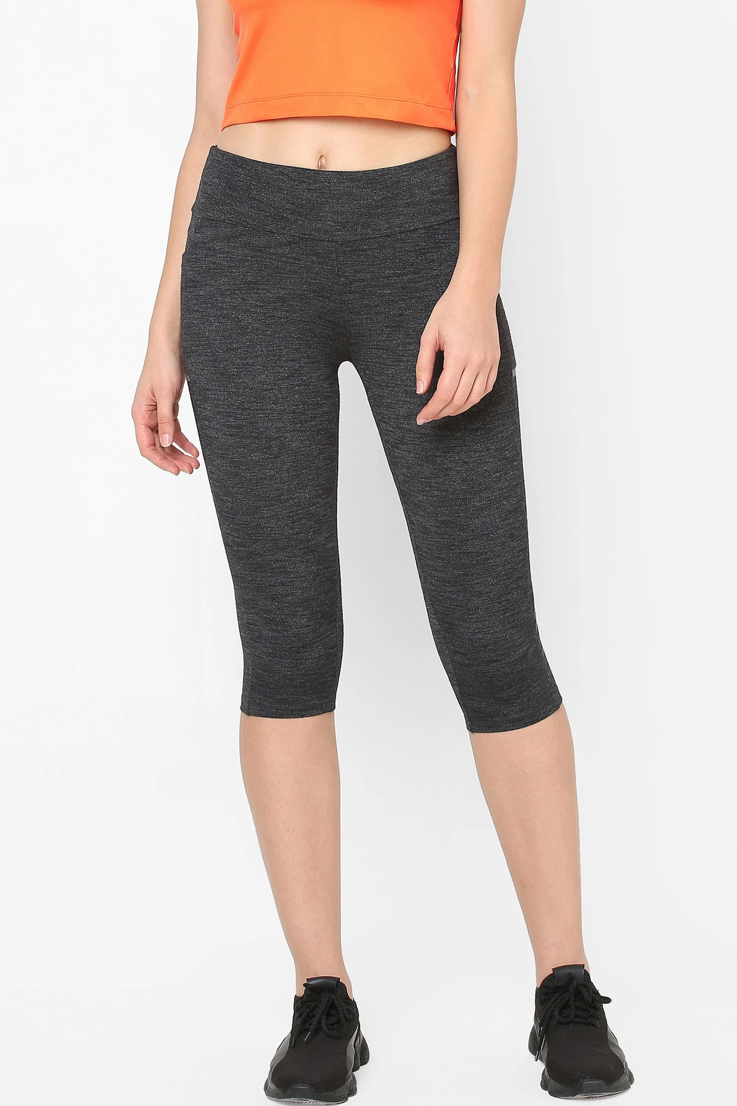 JUST-DRY CHARCOAL MELANGE ACTIVE 3/4 TIGHTS