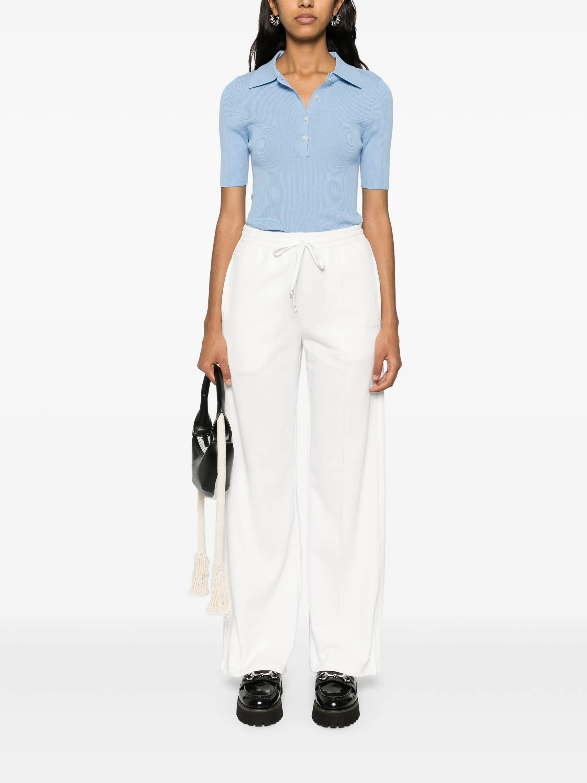 logo-embroidered straight trousers