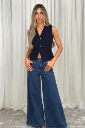 Lynne Extra Wide Jeans In Dark Wash
