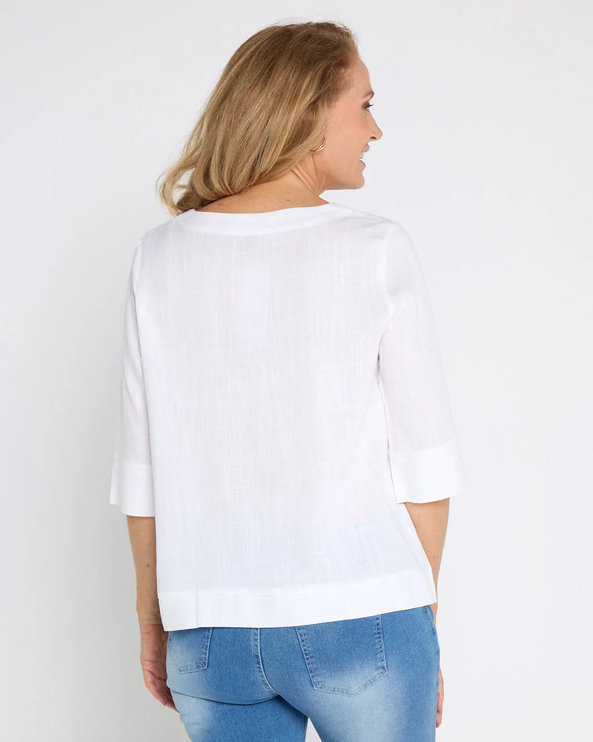 Mahri Linen Top - White