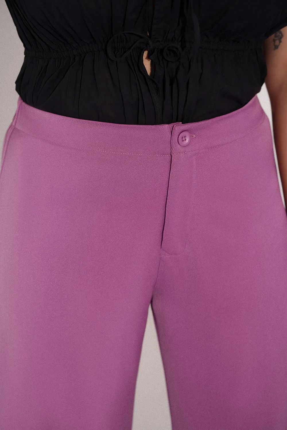 Mauve Taupe Curve Adjustable Hem Korean Pants