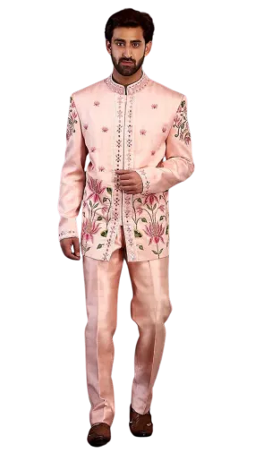 Men's Pink Lotus Beaded Sherwani 