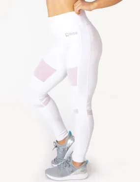 MESH PANEL HIGH RISE LEGGINGS - WHITE