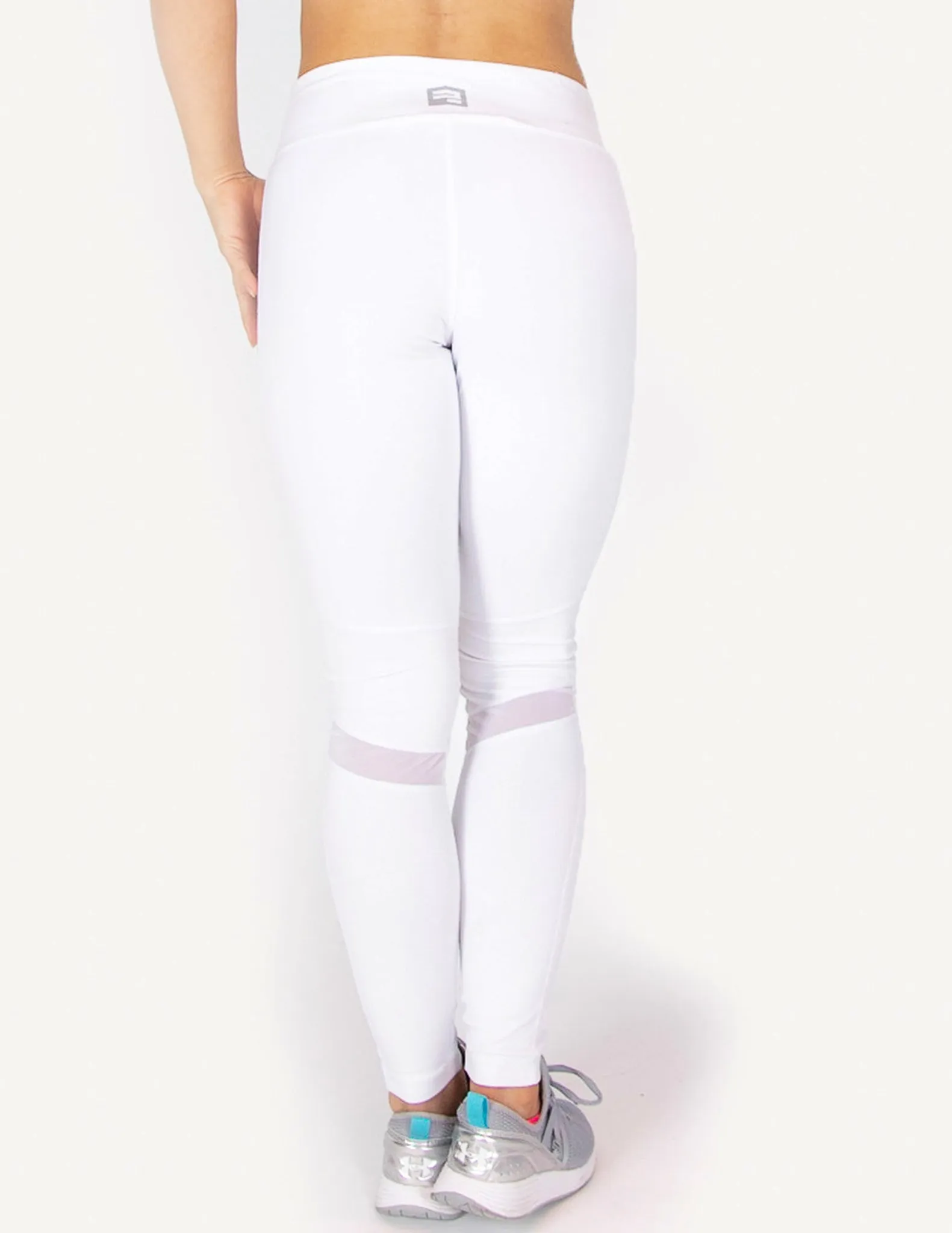 MESH PANEL HIGH RISE LEGGINGS - WHITE