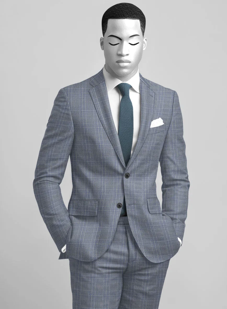 Napolean Canzo Glen Light Blue Wool Suit