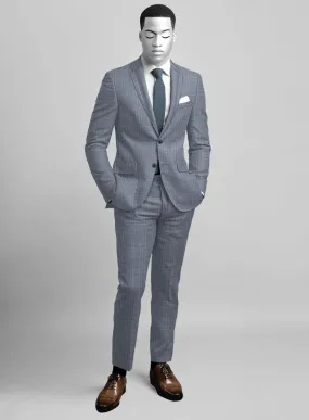 Napolean Canzo Glen Light Blue Wool Suit