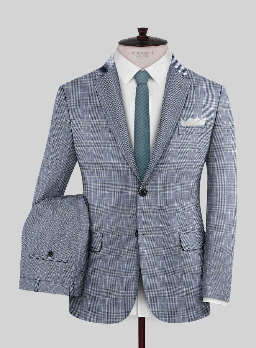 Napolean Canzo Glen Light Blue Wool Suit