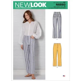 New Look Sewing Pattern N6660 Misses' High Waisted Flared Pants In Two Lengths