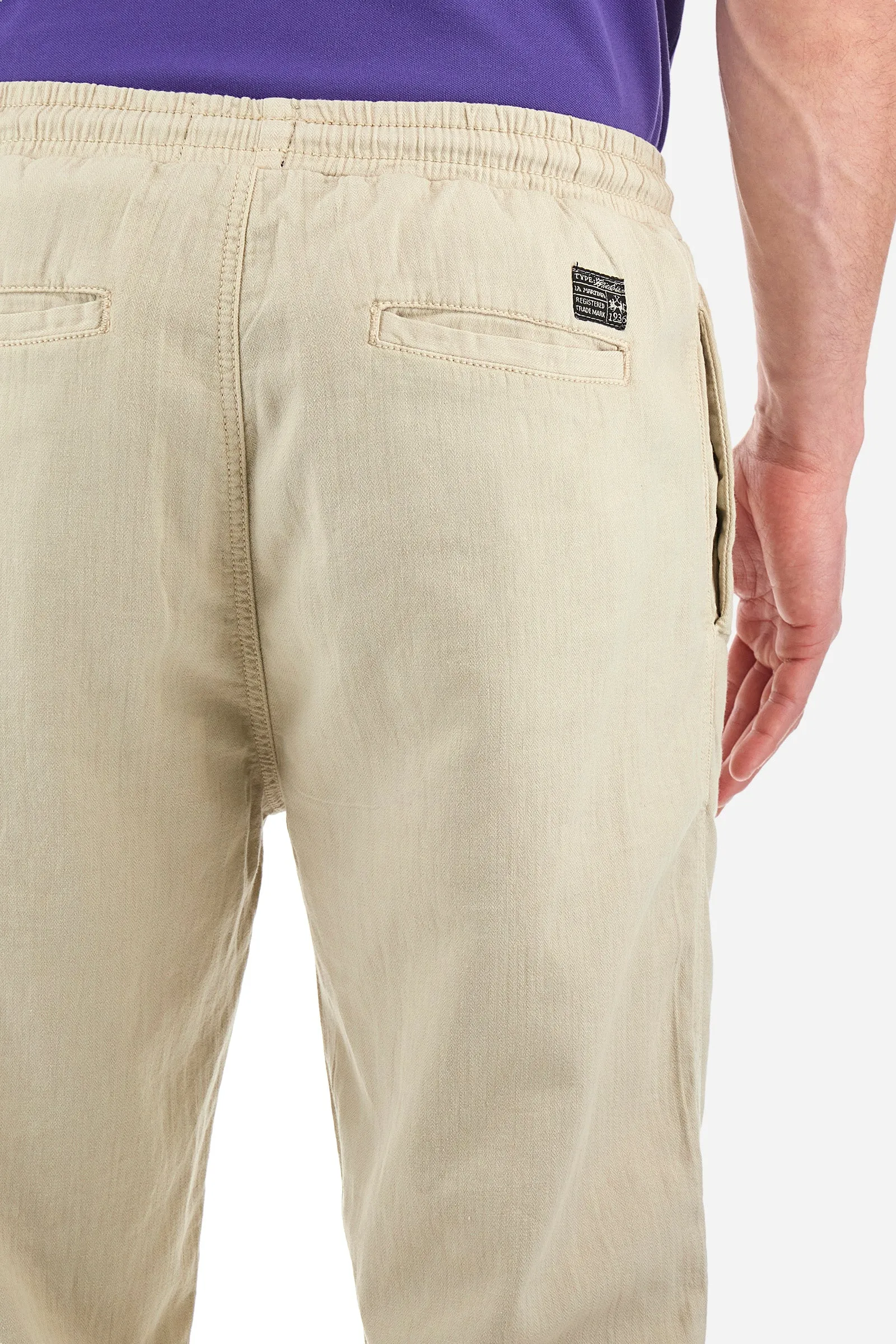Pantalone regular fit in cotone e lino - Vann