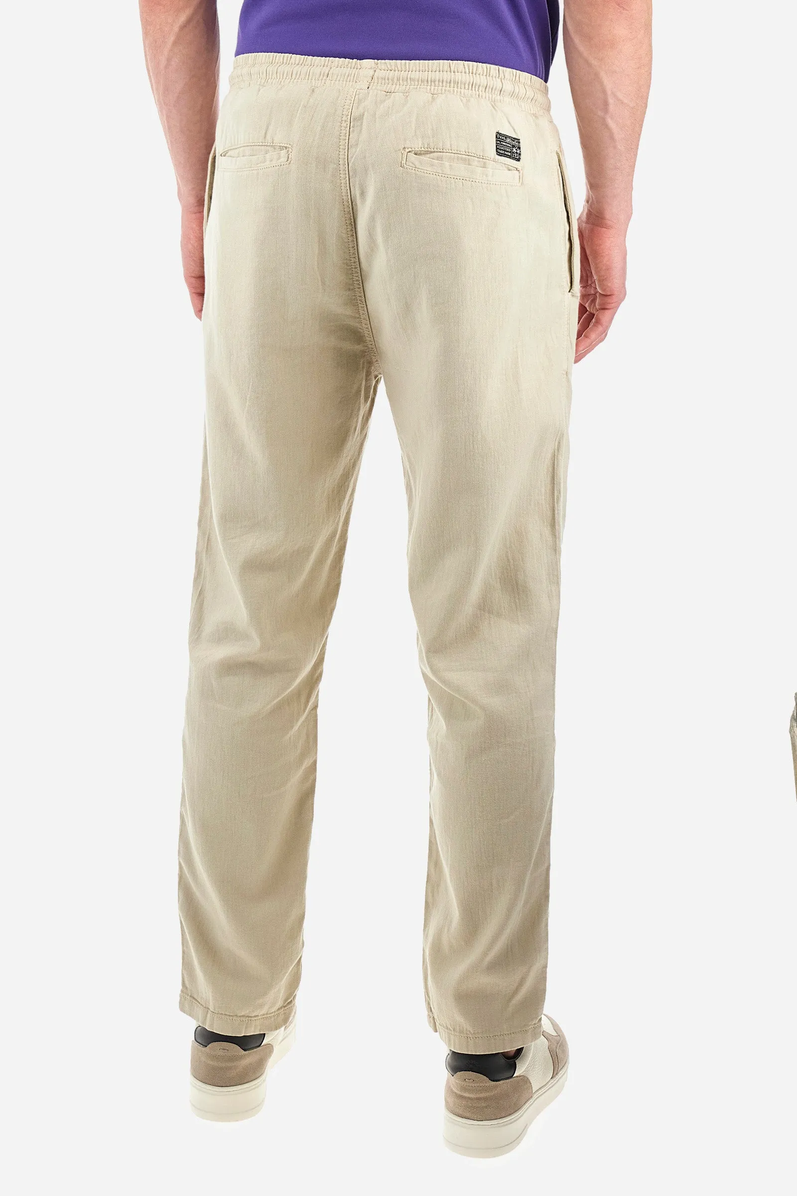 Pantalone regular fit in cotone e lino - Vann