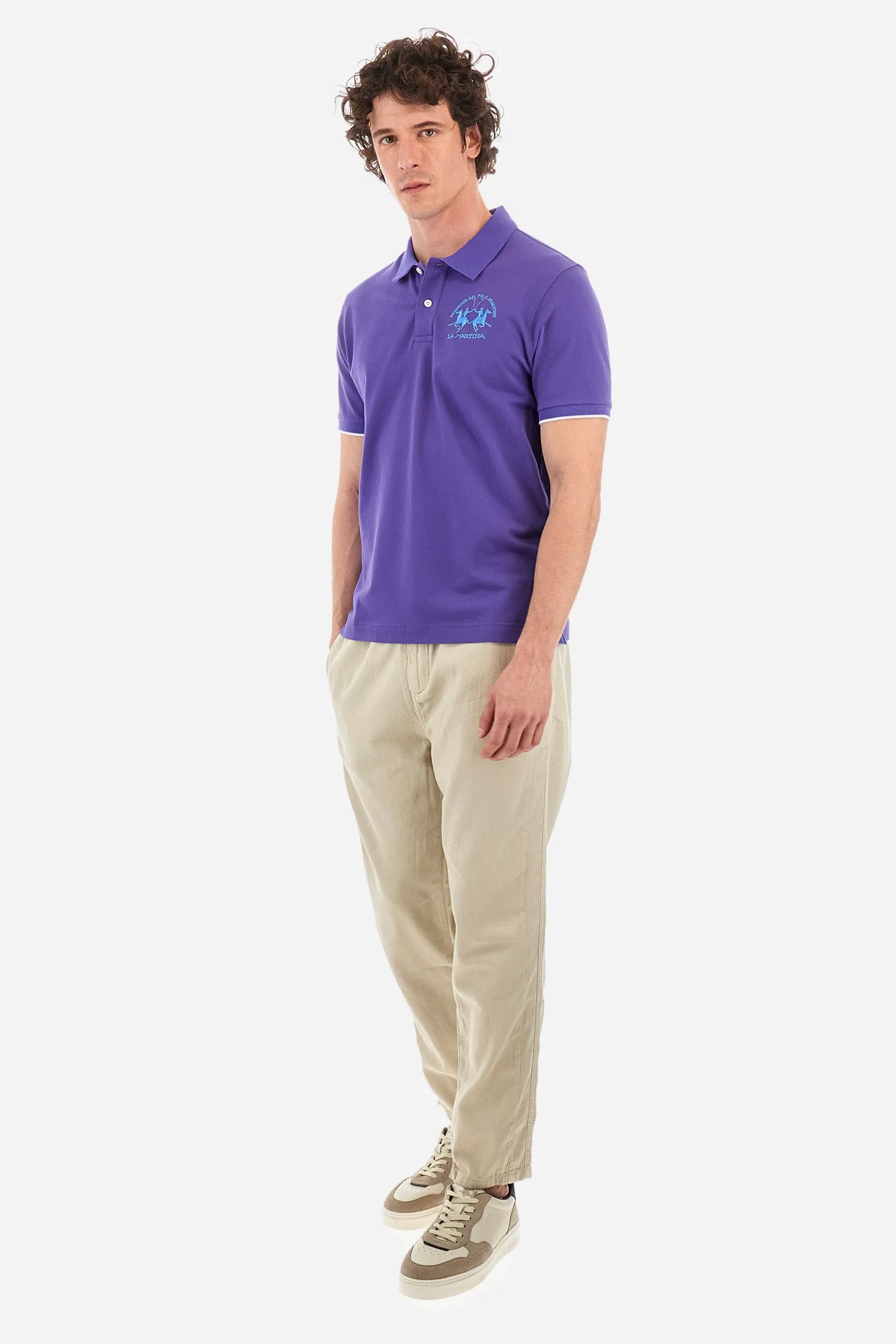 Pantalone regular fit in cotone e lino - Vann