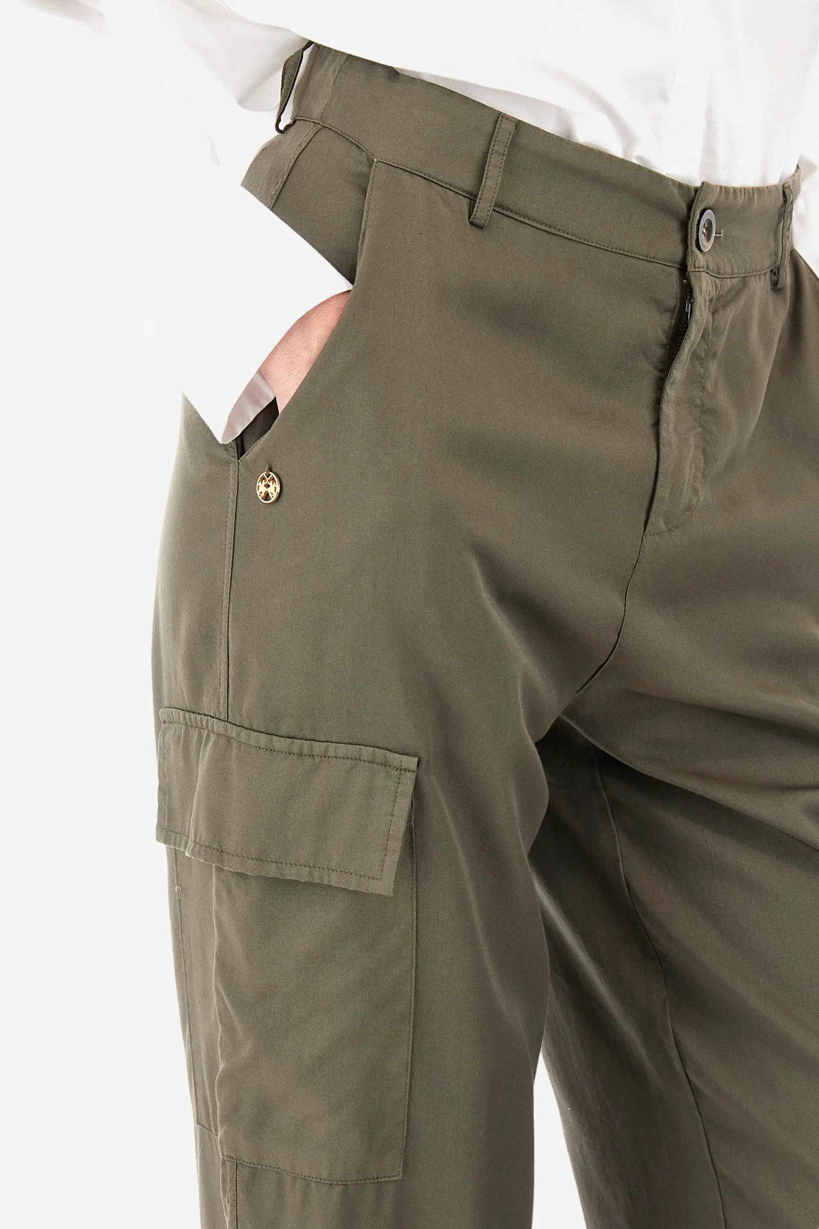 Pantaloni cargo regular fit in tessuto ecologico - Yasmine