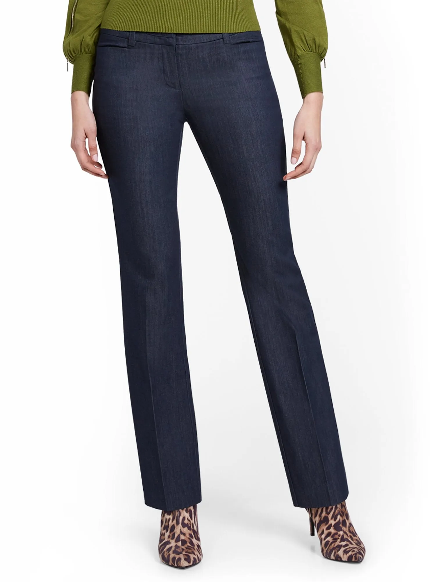 Petite Navy Straight-Leg Pant