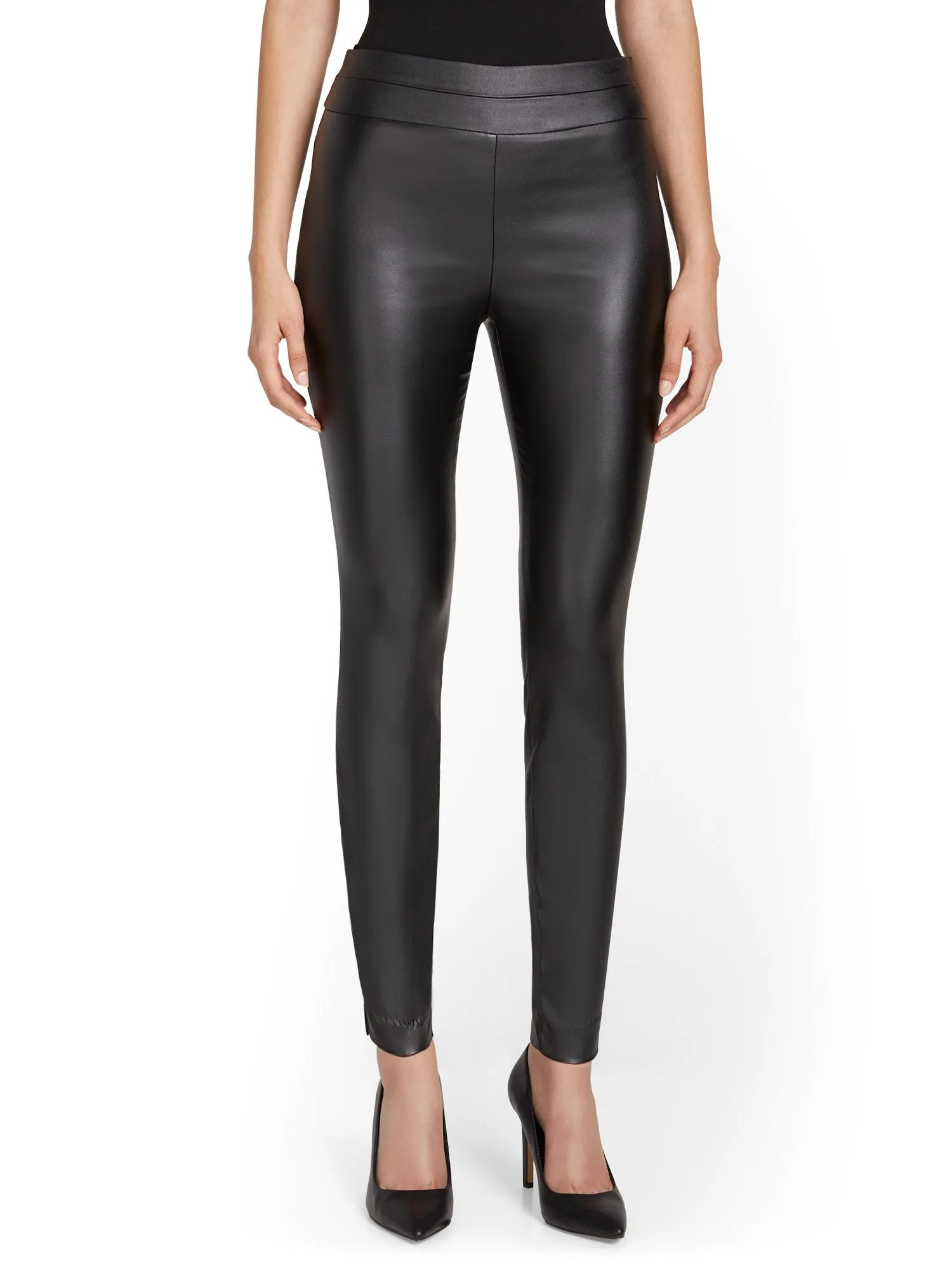 Petite Whitney Faux-Leather High-Waisted Pull-On Slim-Leg Pant