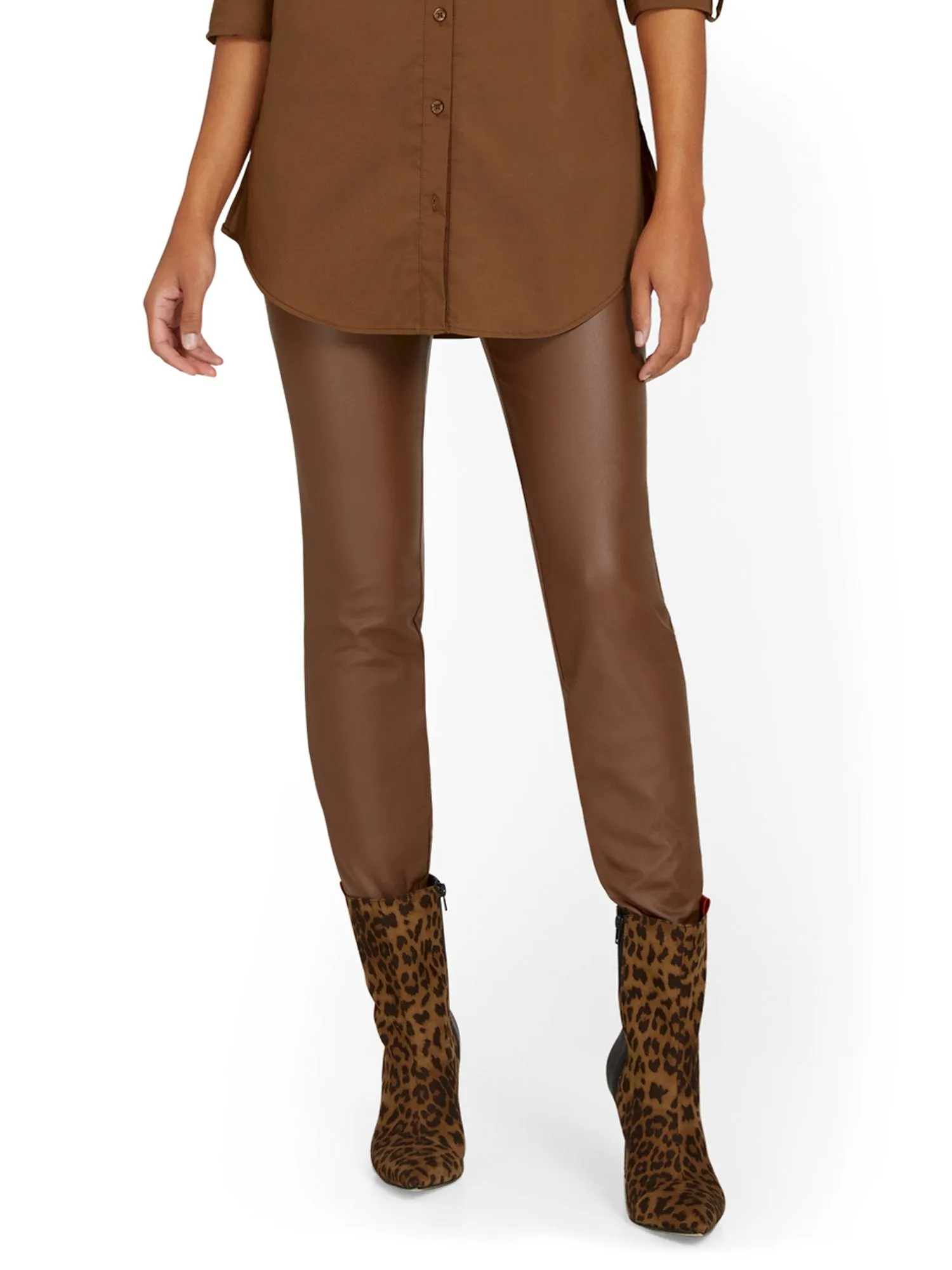 Petite Whitney Faux-Leather High-Waisted Pull-On Slim-Leg Pant