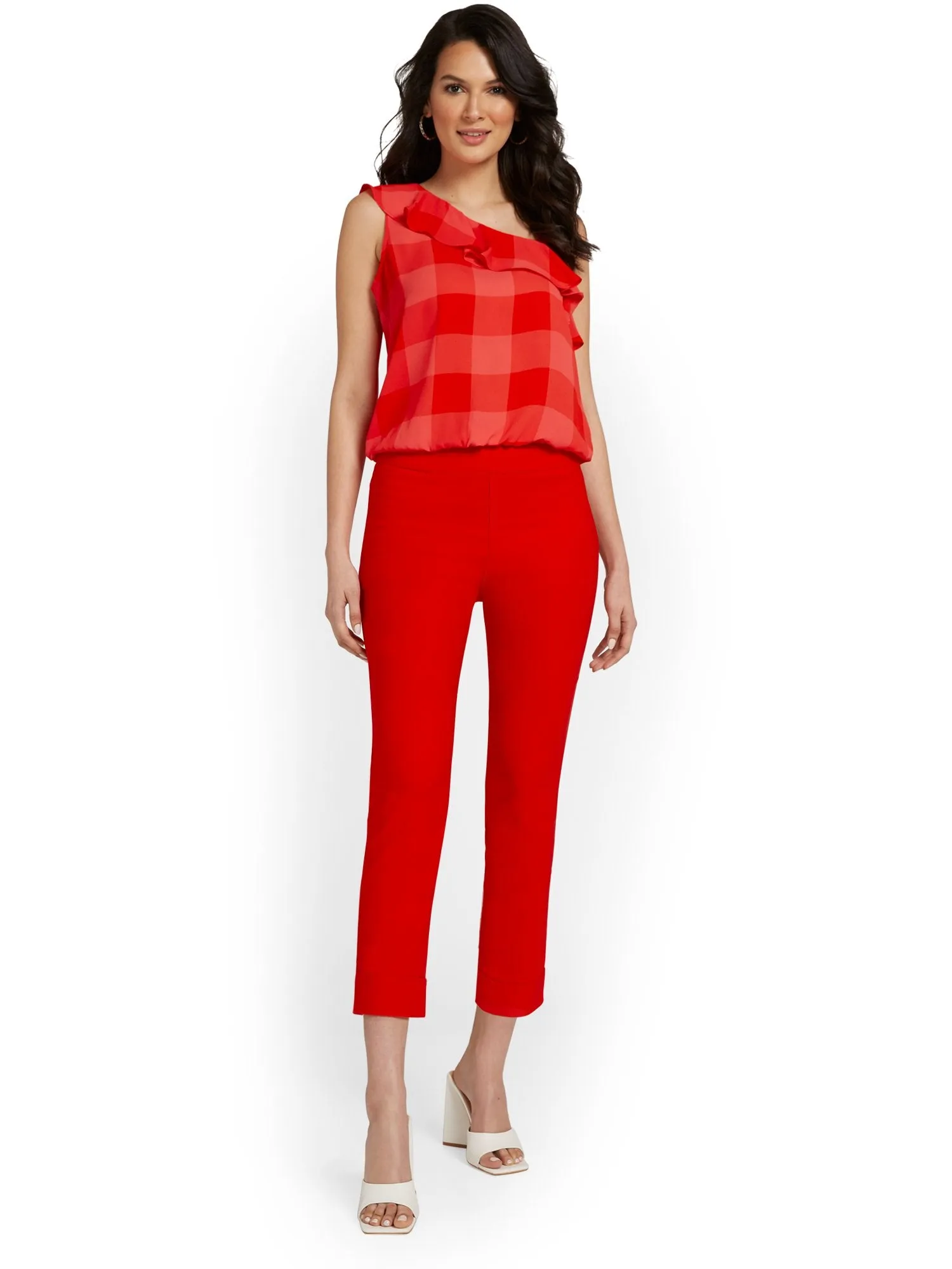 Petite Whitney High-Waisted Tummy Control Pull-On Slim-Leg Cuffed Capri Pant