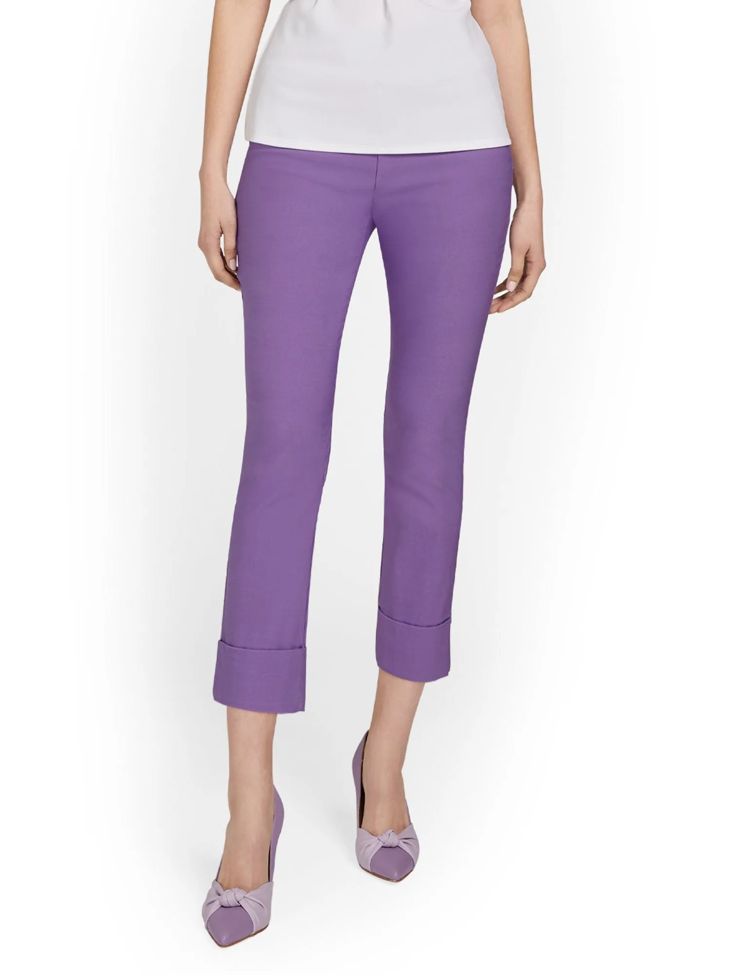 Petite Whitney High-Waisted Tummy Control Pull-On Slim-Leg Cuffed Capri Pant