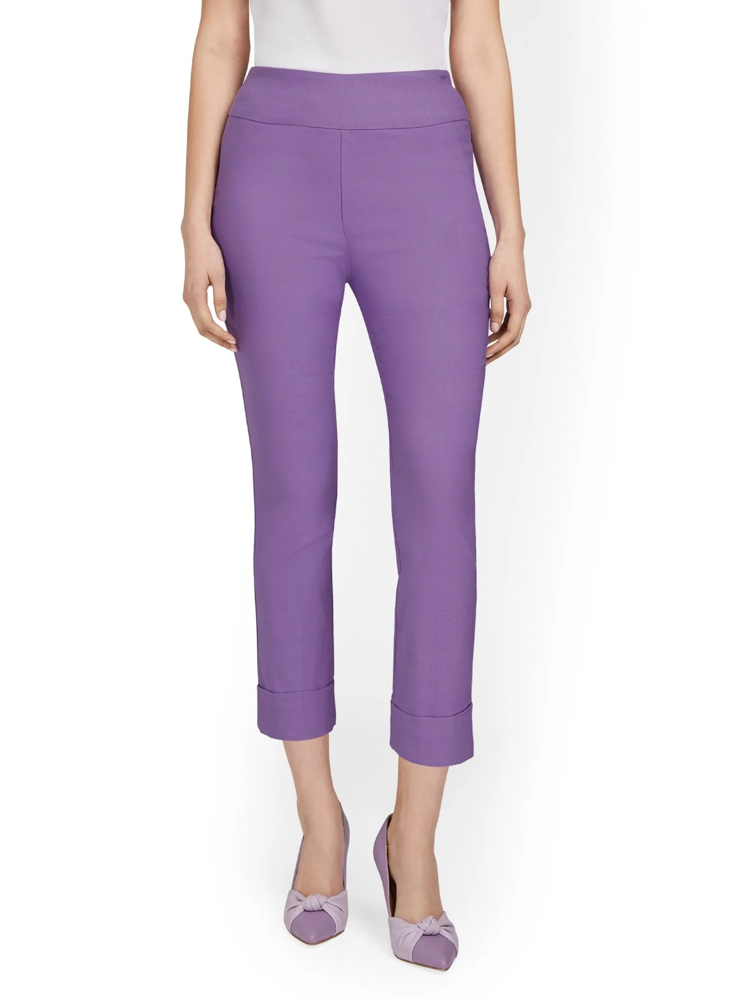 Petite Whitney High-Waisted Tummy Control Pull-On Slim-Leg Cuffed Capri Pant