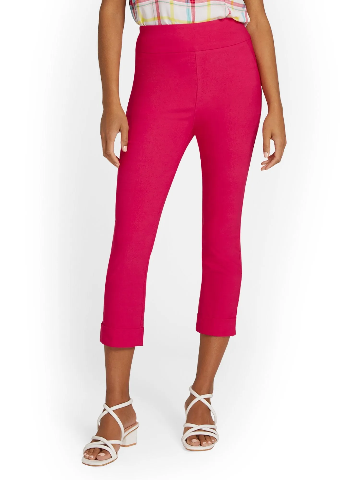 Petite Whitney High-Waisted Tummy Control Pull-On Slim-Leg Cuffed Capri Pant