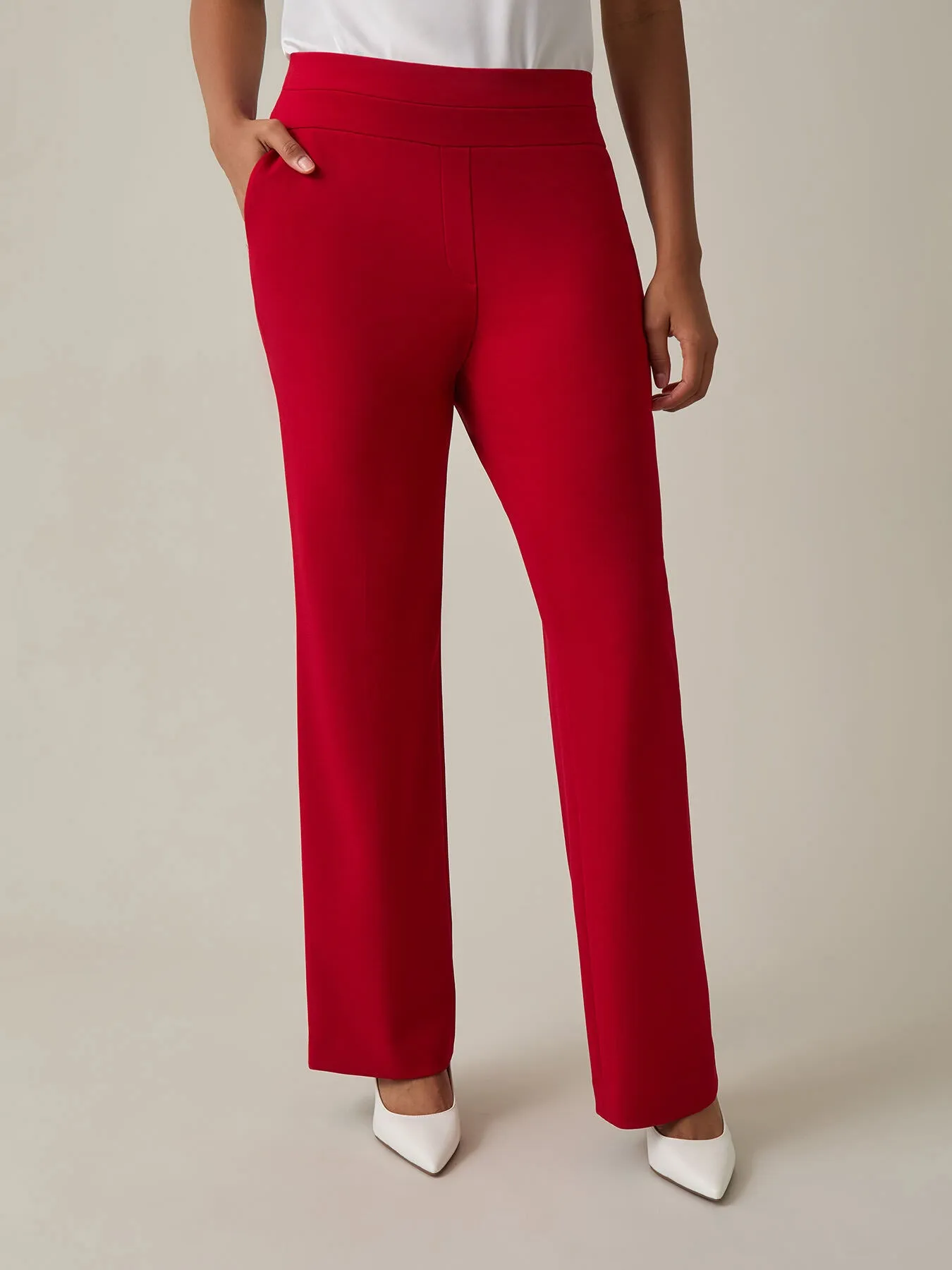 Pull-On Wide Leg Pants, Crimson