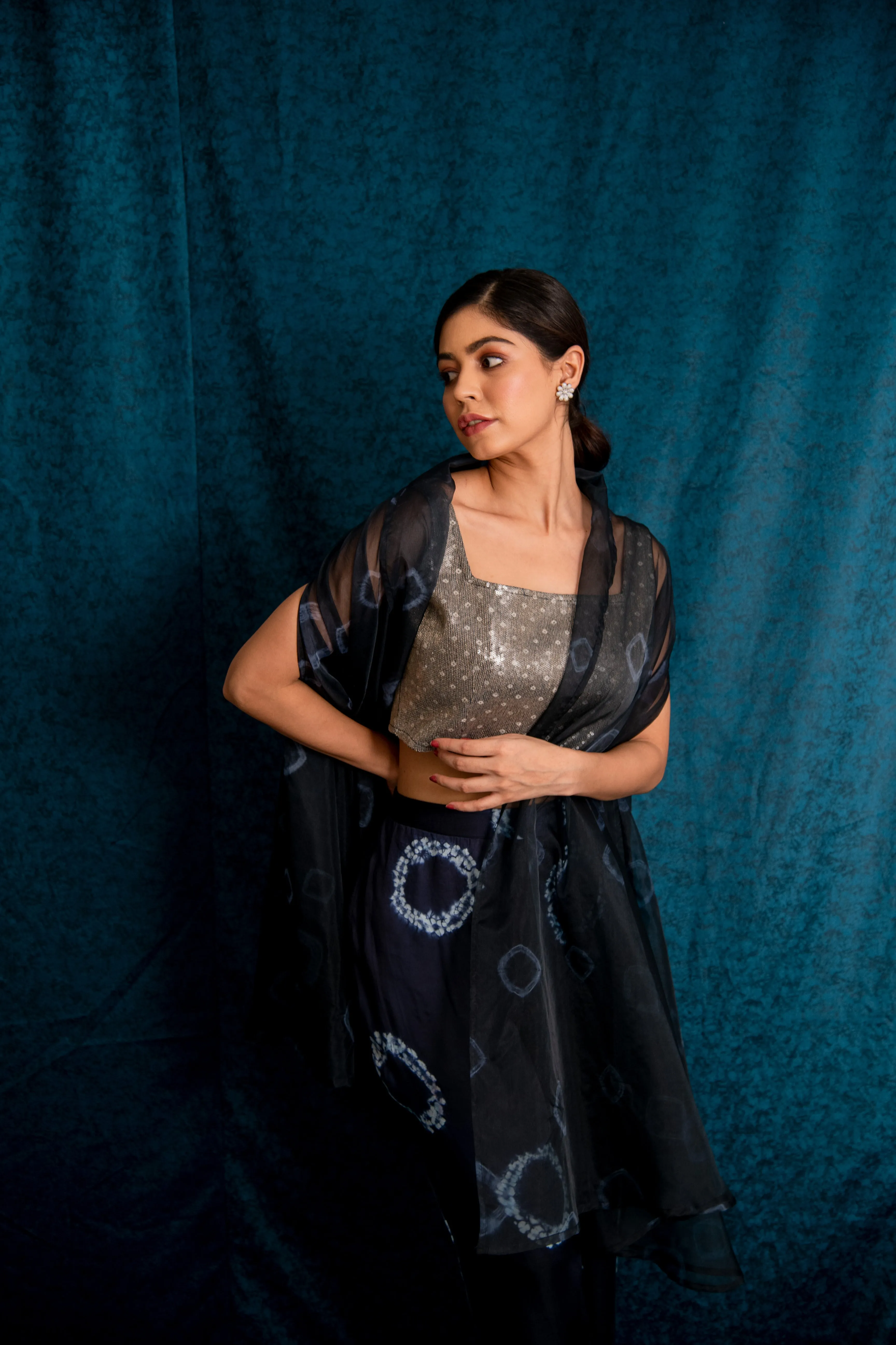 Rooh Cape Set in Sapphire