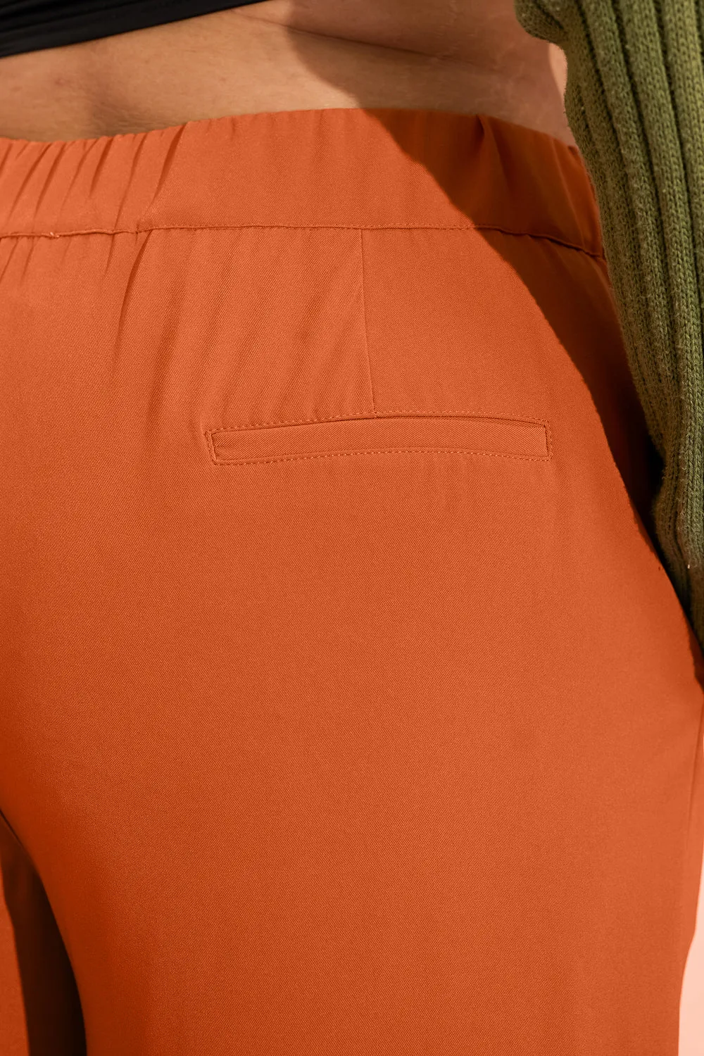 Sienna Rust Curve Pleated Double Button Korean Pants