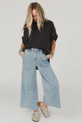 Simply You Wide Leg Jeans - Washed Denim