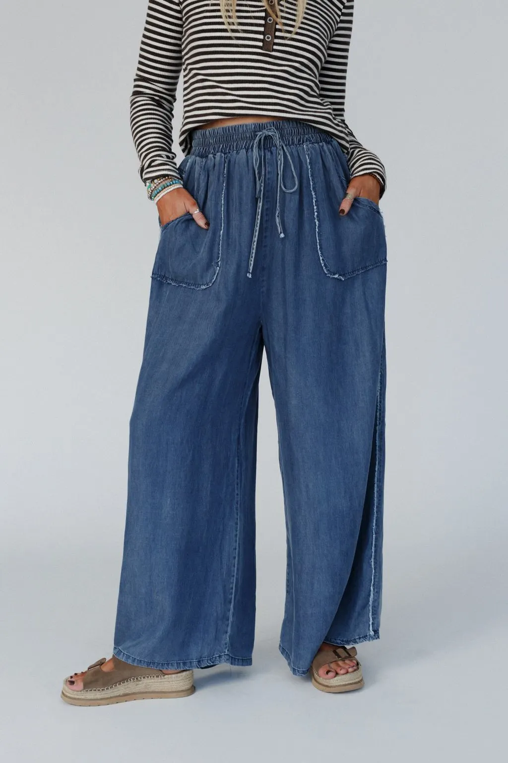 So Fine Wide Leg Pants - Blue