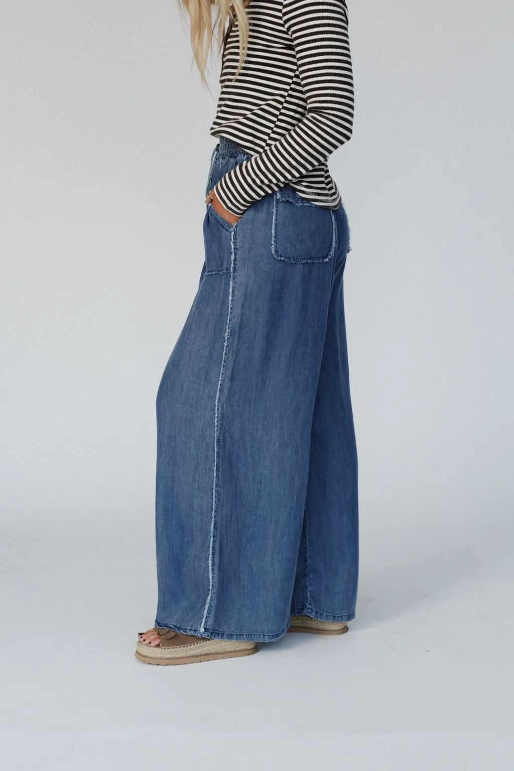 So Fine Wide Leg Pants - Blue