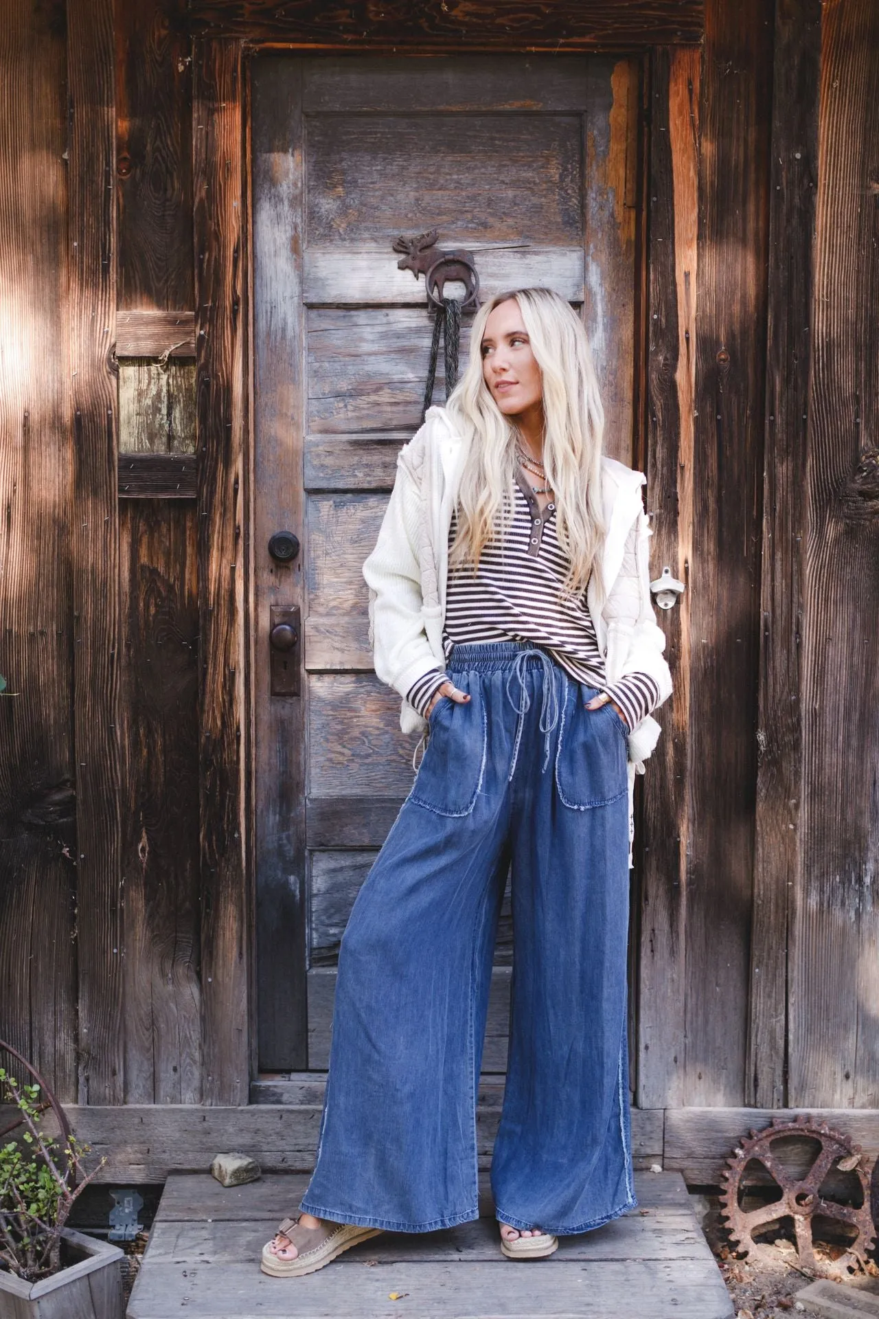 So Fine Wide Leg Pants - Blue