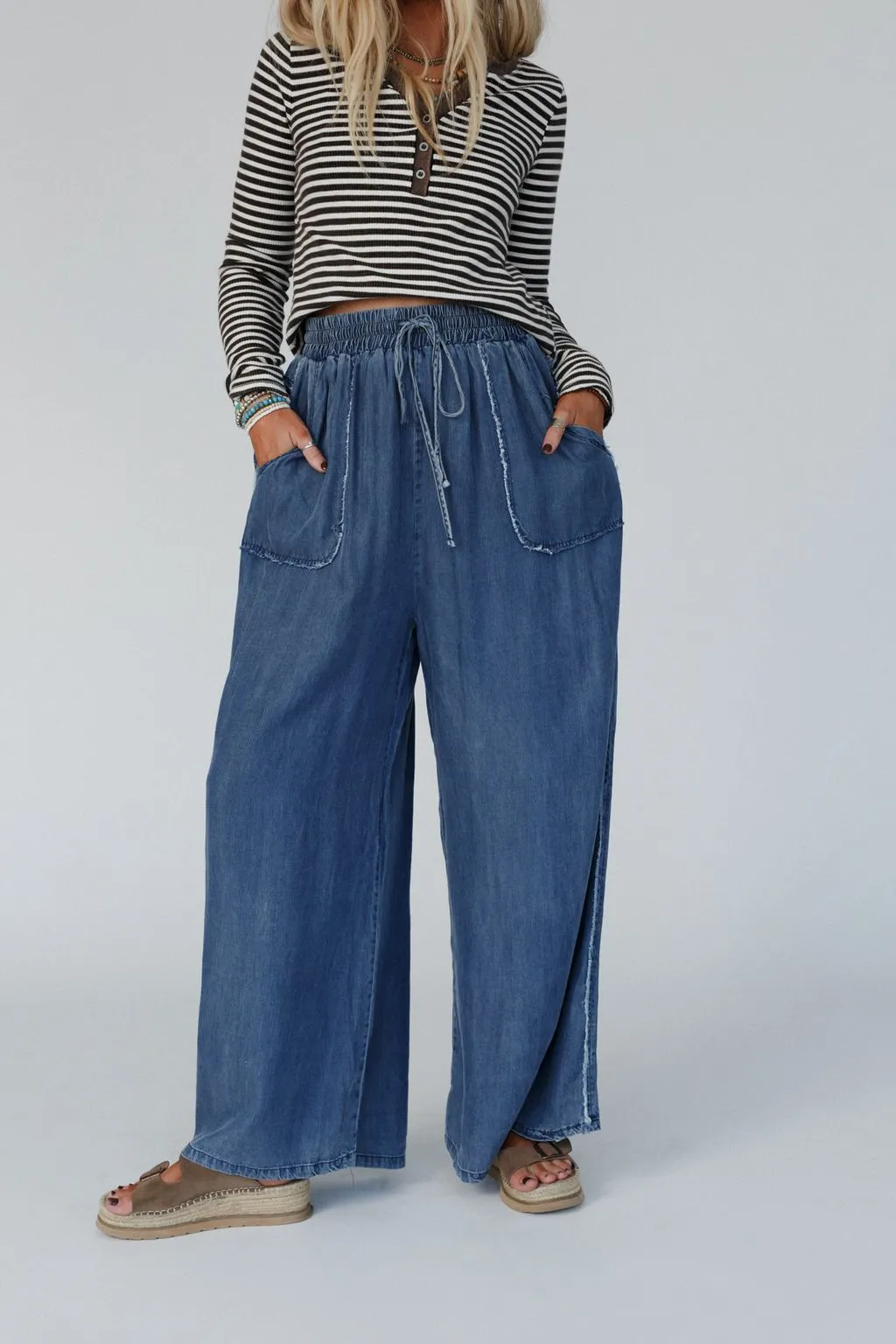 So Fine Wide Leg Pants - Blue