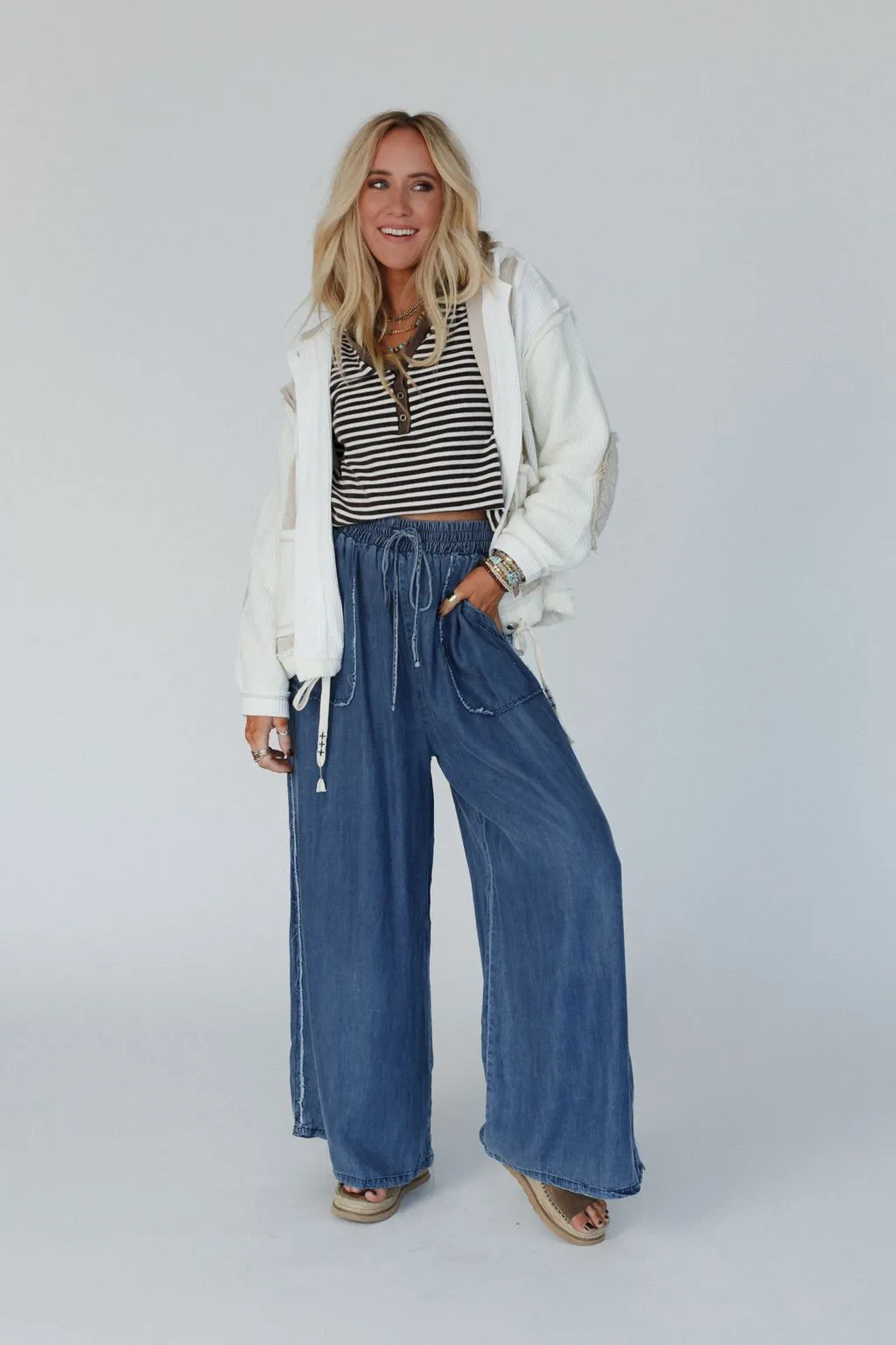 So Fine Wide Leg Pants - Blue