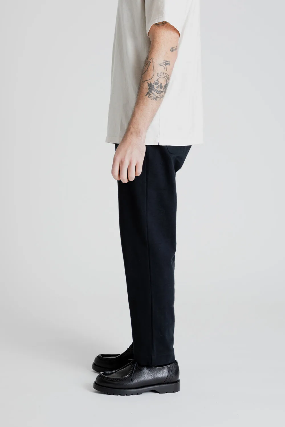 Stretch Peg-Top Trousers - Black