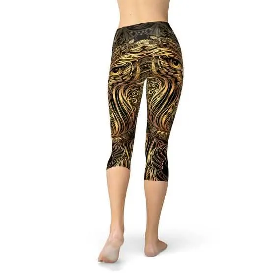 Stylish Owl Print Capri Leggings for Active Women