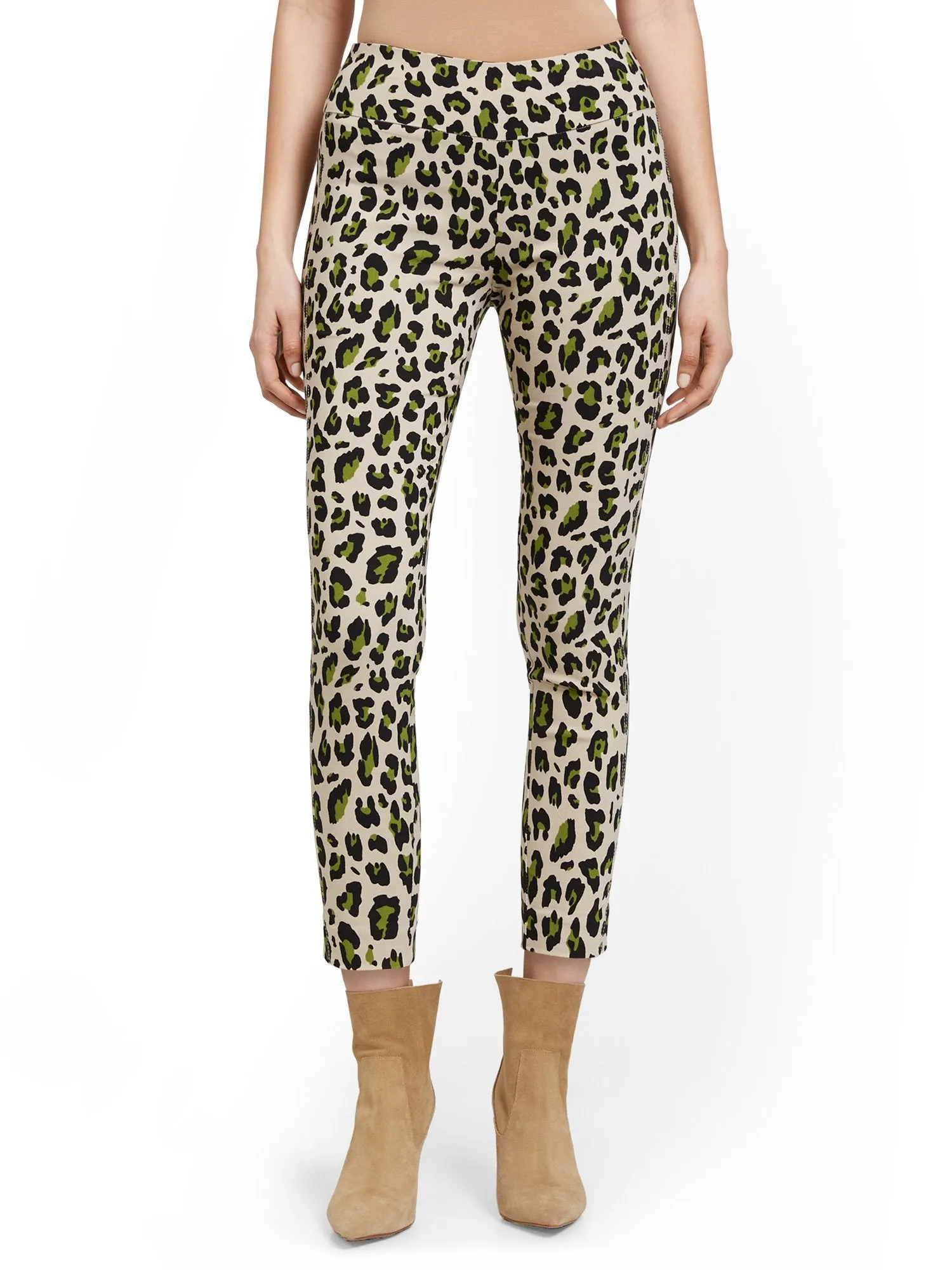 Tall Whitney High-Waisted Pull-On Slim-Leg Ankle Pant - Animal Print