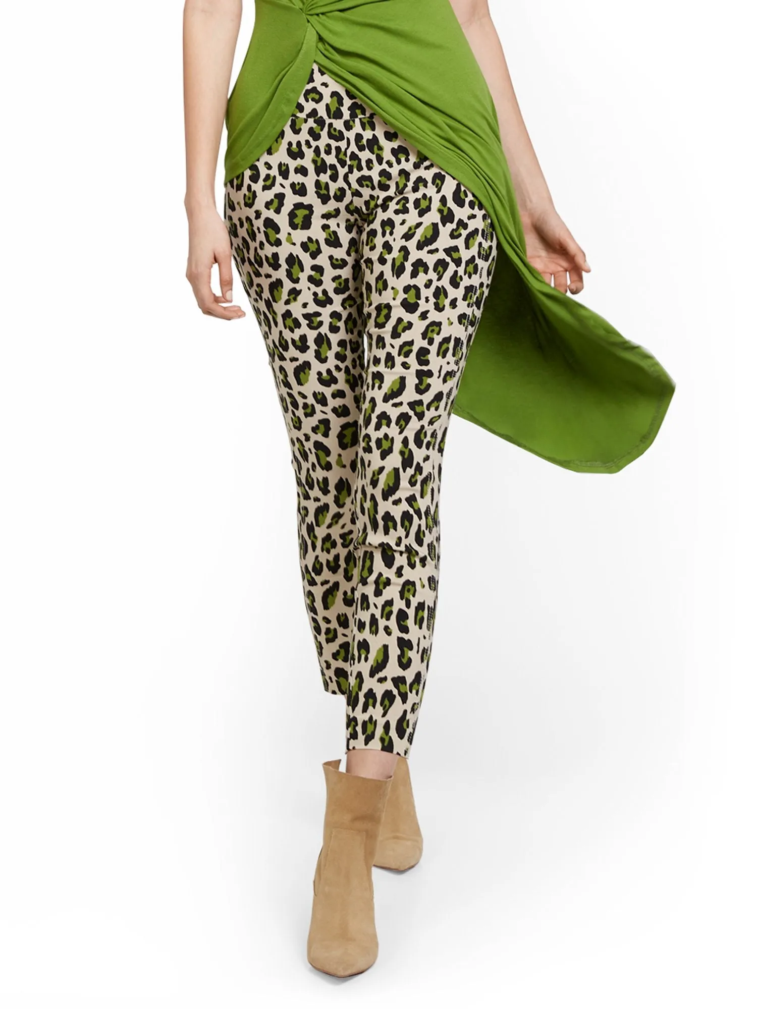 Tall Whitney High-Waisted Pull-On Slim-Leg Ankle Pant - Animal Print