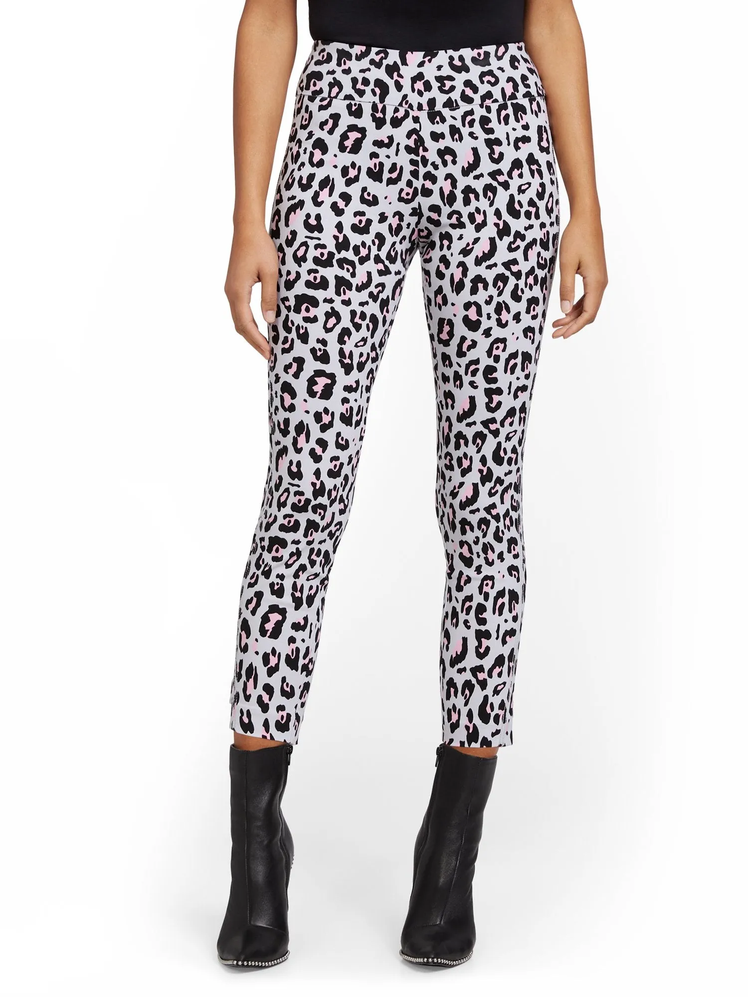 Tall Whitney High-Waisted Pull-On Slim-Leg Ankle Pant - Animal Print