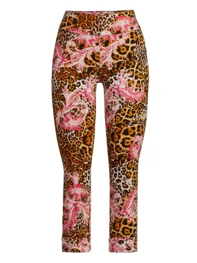 Tall Whitney High-Waisted Pull-On Slim-Leg Capri Pant - Scroll Print