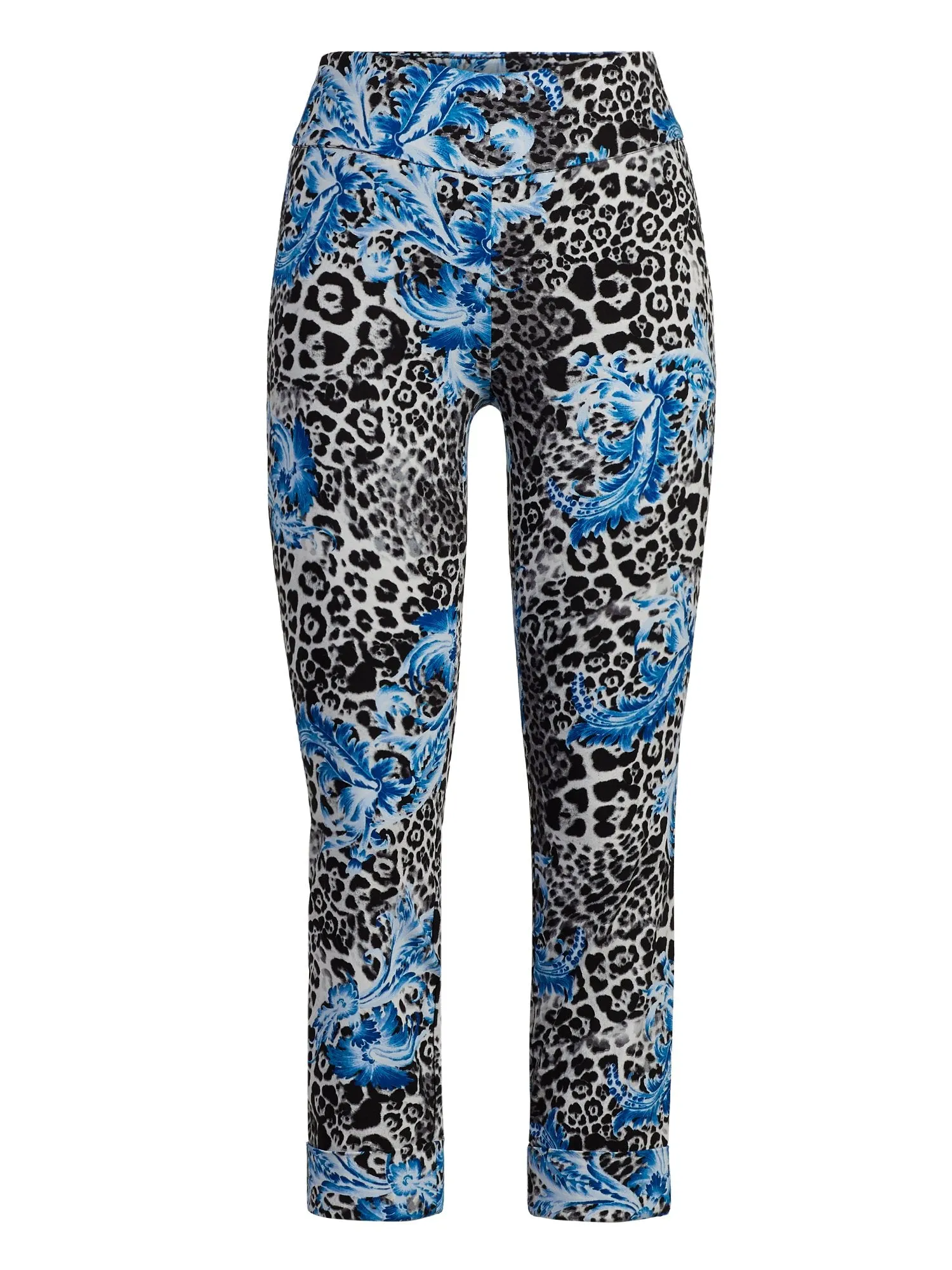 Tall Whitney High-Waisted Pull-On Slim-Leg Capri Pant - Scroll Print