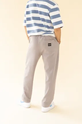 TEXTURED GREY COTTON TROUSERS
