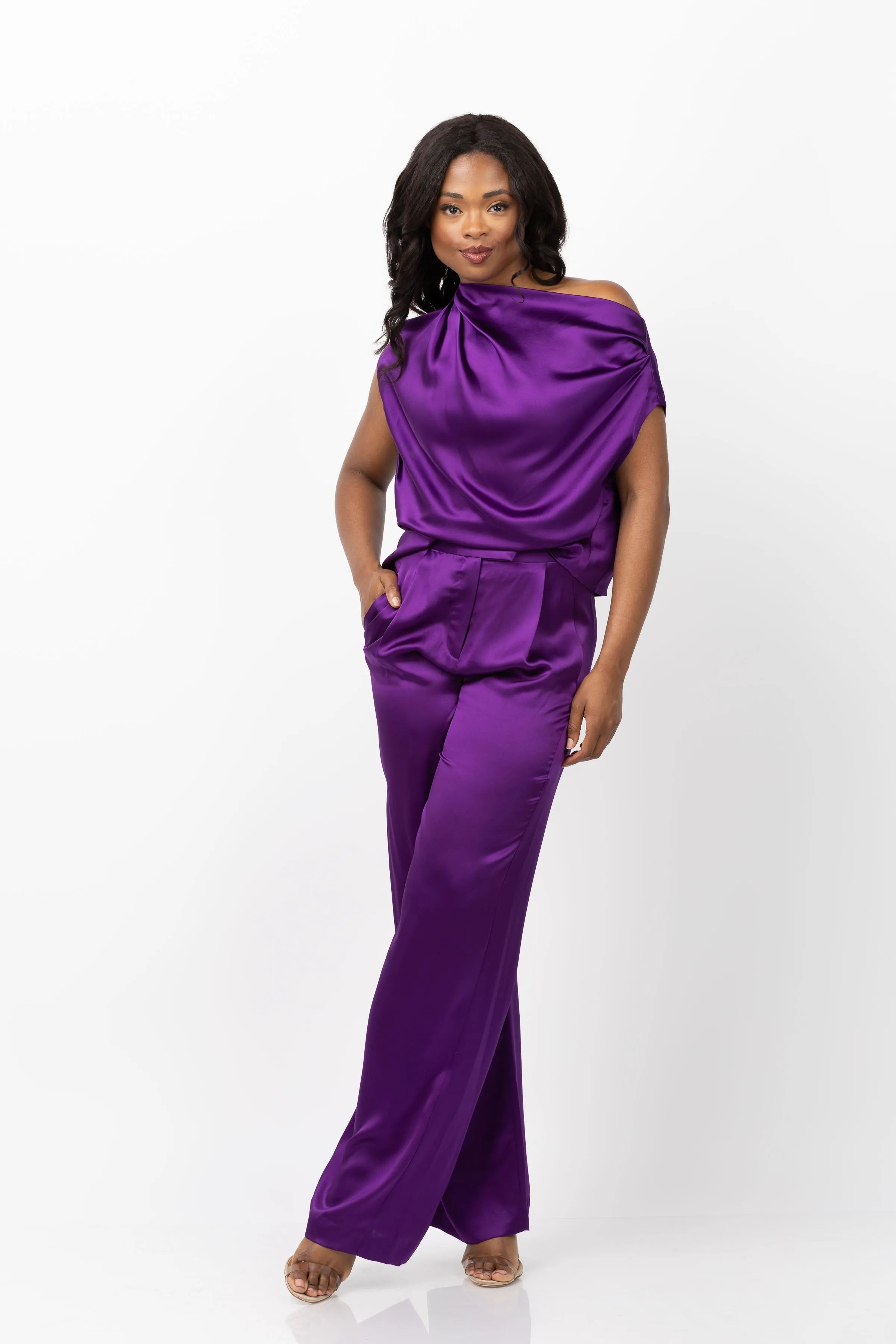 The Sei Wide Leg Pants in Eggplant