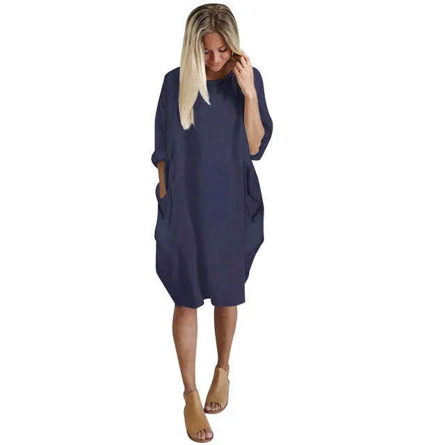 Trendy boho oversize pocket tshirt dress