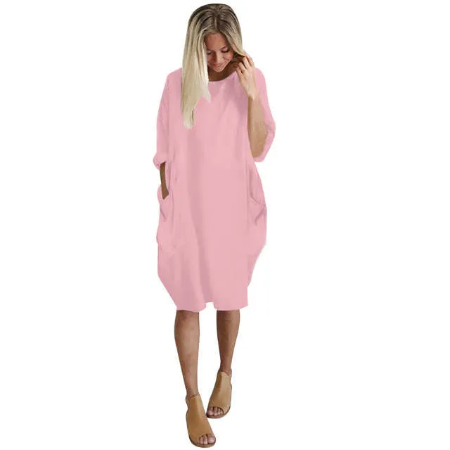 Trendy boho oversize pocket tshirt dress